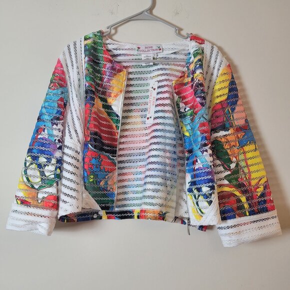 Rose Collection Dress & Jacket Womens 18 white Bright pop mesh A-line midi RC192 - Picture 8 of 16